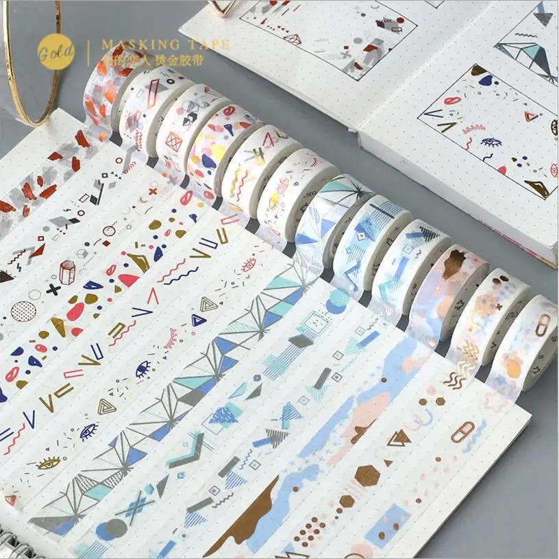 

Washi Tapes DIY Kawaii fresh watercolor Gold bronzing Paper Masking tape Decorative Adhesive Tapes Scrapbooking Stickers