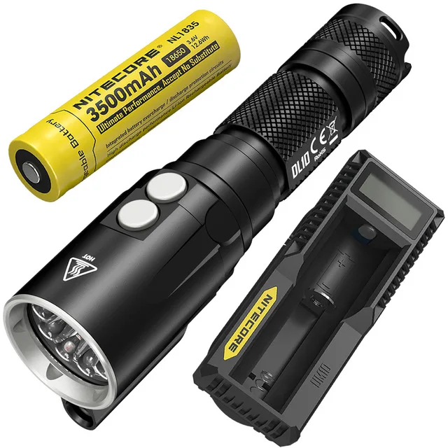 NITECORE DL10& UM10 Зарядное устройство 18650 Батарея 1000LM CREE XP-L HI V3 светодиодный фара-Искатель подводная с водонепроницаемым чехлом и возможностью погружения на глубину до 30 м - Испускаемый цвет: 3500mAh NL1835