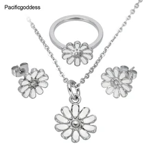 Серьги ожерелье и кольца набор из нержавеющей стали ювелирные изделия