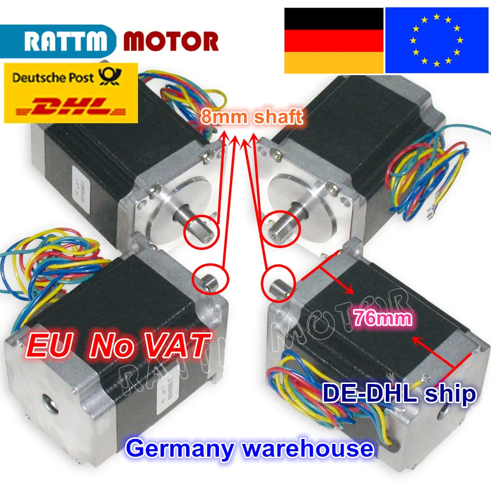 ЕС корабль/свободный Ват 4 шт. NEMA23 76 мм/270Oz-in/3A чпу шаговый двигатель для ЧПУ маршрутизатор/гравировка/фрезерный станок