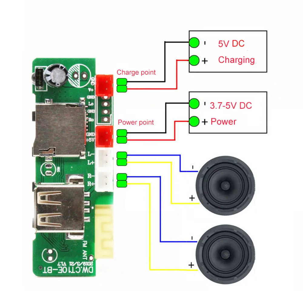 1 комплект MP3 WAV аудио декодер плеер Bluetooth усилитель мощности модуль 3 Вт плата PCB USB