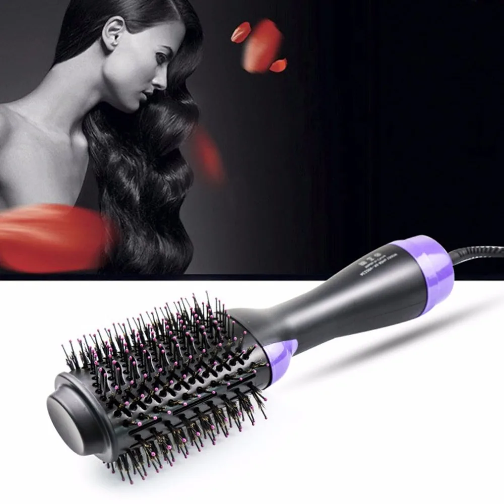 Electric Heating Comb Hair Straightener Curler Professional Salon One Step Dry/Wet Two Using Hair Dryer Brush