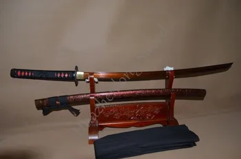 

Hamon 1095 CARBON STEEL RED FULL TANG Dragon TSUBA JAPANESE SAMURAI SWORD KATANA Real Sharp