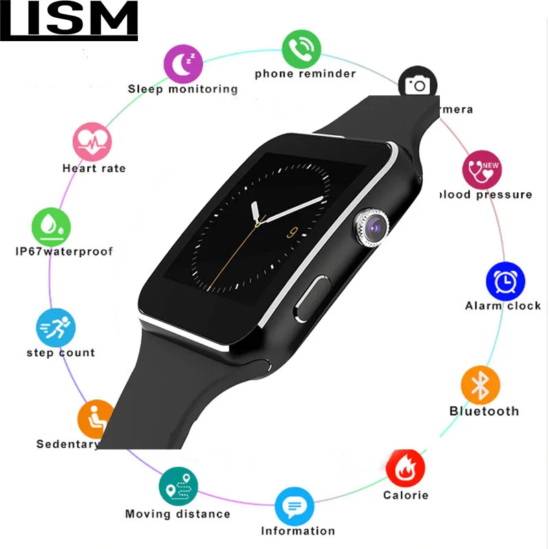 

X6 Smart Watch Support SIM TF Card h Camera Smartwatch Bluetooth Dial/with Camera Touch Screen For iPhone Xiaomi Android IOS