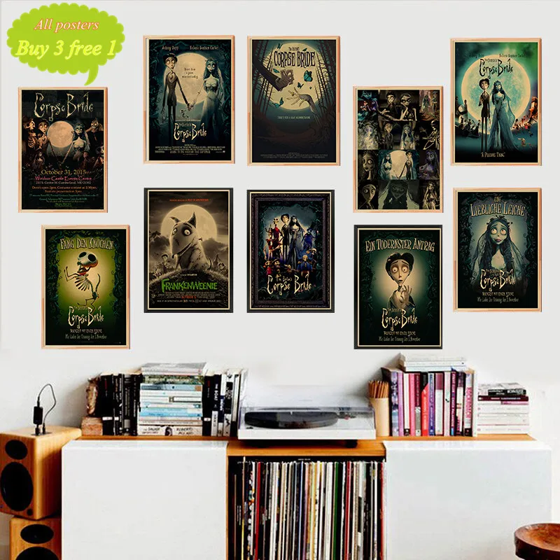 

Tim Burton's Corpse Bride Tim Burton Johnny Depp Home Furnishing decoration Kraft Movie retro Poster Drawing
