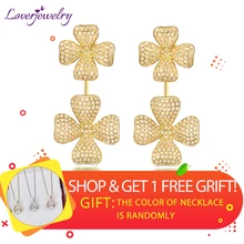 LOVERJEWELRY, королевские серьги для женщин, бриллиантовые обручальные серьги, роскошные Висячие серьги, 18 К, желтое золото, хорошее ювелирное изделие, подарок