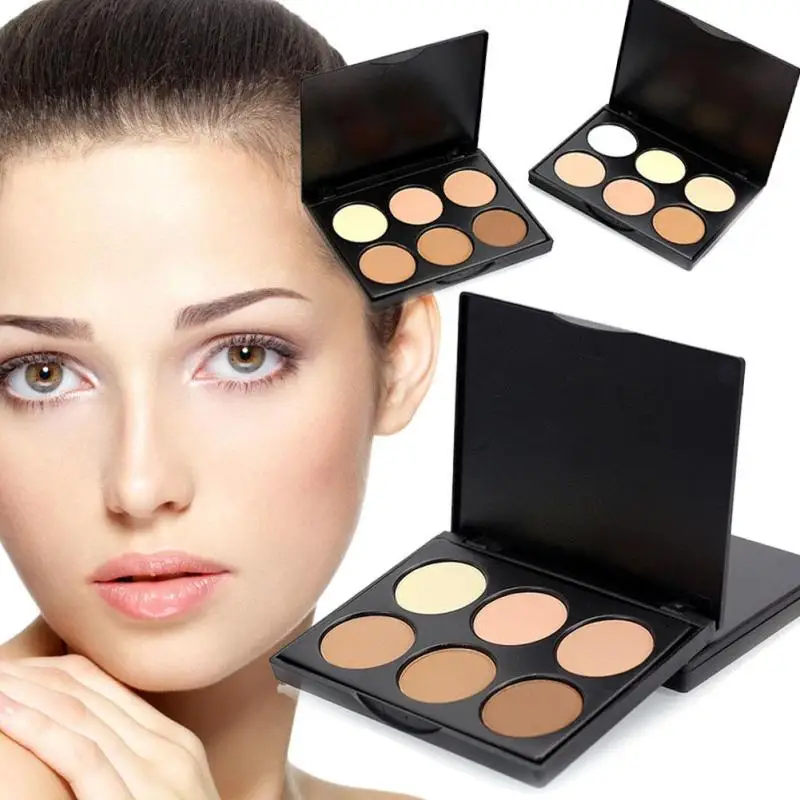 6 Colors Face Highlighter Powder Palette Corrector Concealer Power