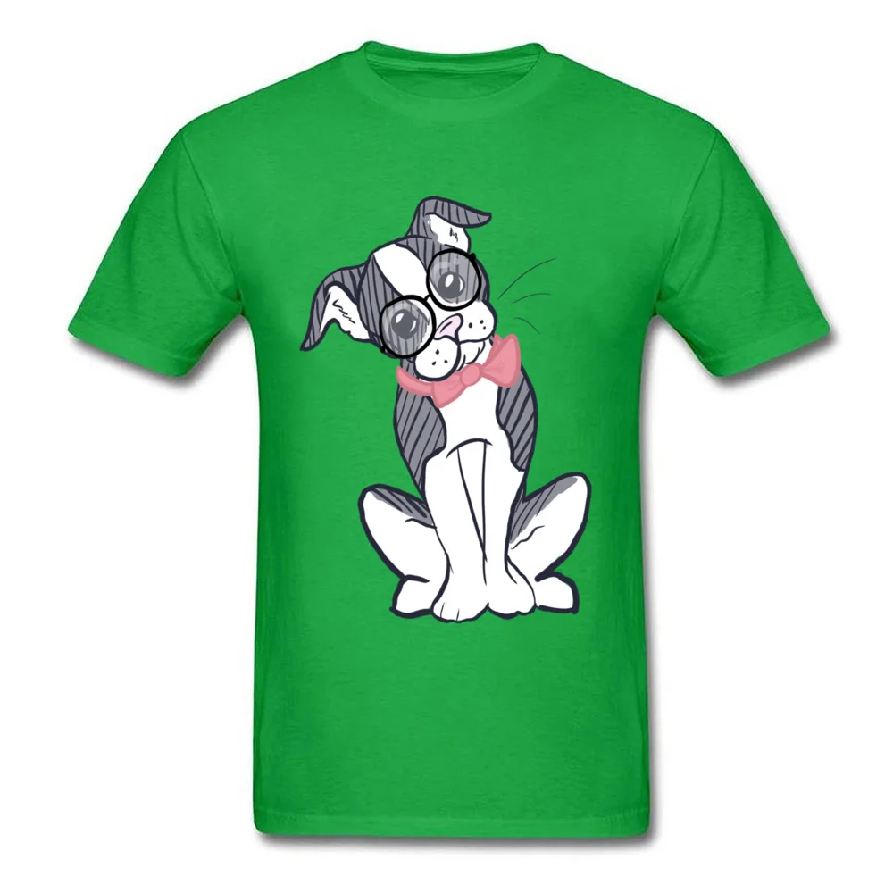 Boston Terrier with Glasses  Bowtie_green