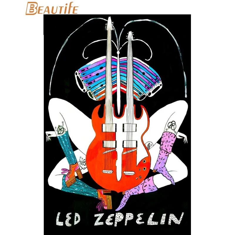 

New Arrival Led Zeppelin poster Cloth Silk Poster Home Decoration Wall Art Fabric Poster Print 30x45cm,40x60cm,50X75cm,60X90cm