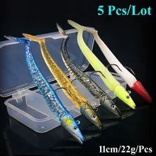 5PC Lot Soft Silicone baits Jig Lead Head Fishing Lure Fresh Salt Water Vivid Body jigging