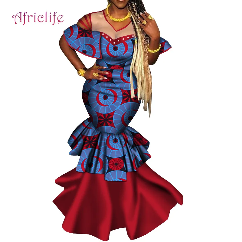 Одежда с жемчугом для женщин специальная шифоновая Лоскутная работа африканские модели одежды плиссированная юбка длинное женское длинное платье с принтом WY4872