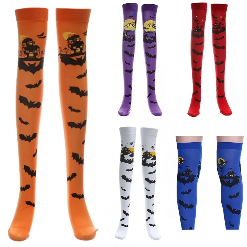 

68cm Halloween Carnival Scary Castle Bat Thigh High Stockings Women Men Long Socks Cosplay Soft Socks Costumes Accessories