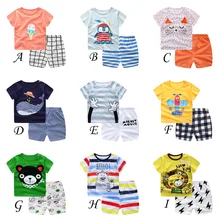 Одежда для маленьких мальчиков и девочек детская одежда из хлопка летняя одежда для мальчиков футболка+ шорты, повседневный детский спортивный костюм DS9