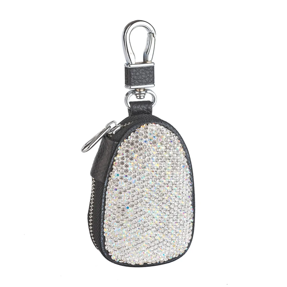 Shiny Diamonds Car Key Case PU Key Bag Holder Organizer Hand Made Mini