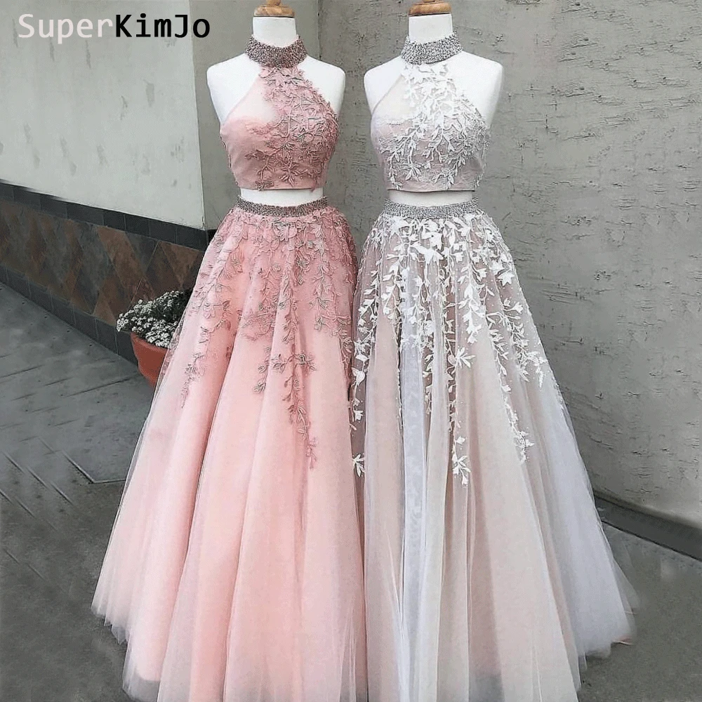 SuperKimJo vestido de festa, два предмета, платья для выпускного вечера, Длинные, высокая горловина, кружево, Аппликация из бисера, элегантное выпускное платье