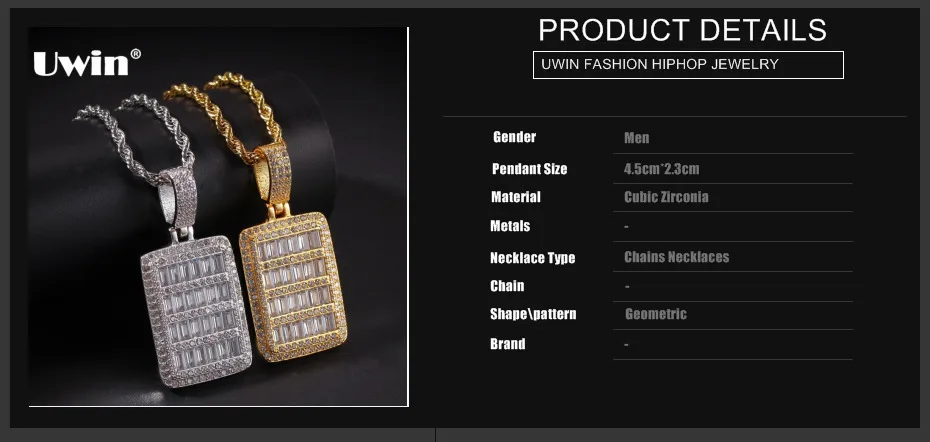UWIN хип-хоп собачья табличка Подвеска и цепочка полностью из кубического циркония Bling золотого цвета ожерелье для женщин и мужчин модные ювелирные изделия