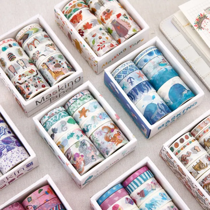 

10PCS/Set Cute Japanese Mermaid Animal Washi Tape Set Kawaii Masking Tape Journal Supplies Scrapbooking Paper Stationary