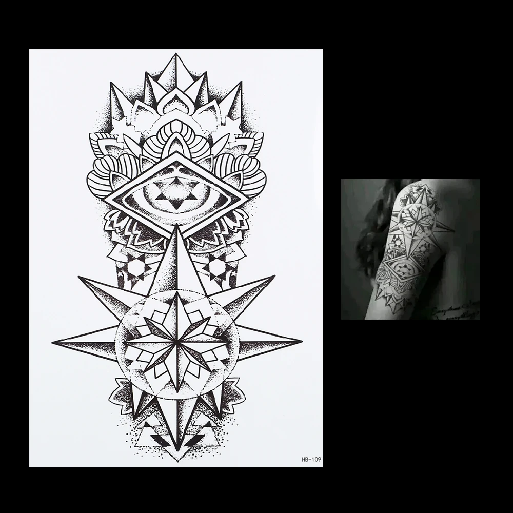 1 PC Delicate Cool Men Waterproof Temporary Tattoo Decal HB109 for Women Flower Geometry Pattern Arm Body Art Sticker | Красота и