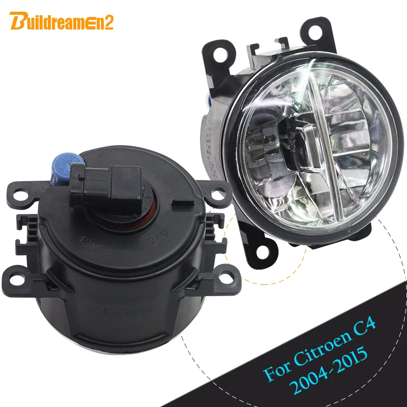 

Buildreamen2 For Citroen C4 Car Accessories LED Bulb Fog Light Daytime Running Light DRL White 12V High Bright