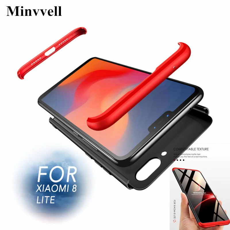 Чехол для Xiaomi mi 8 lite 3 в 1 дизайн 360 полная защита Жесткий ПК противоударный чехол