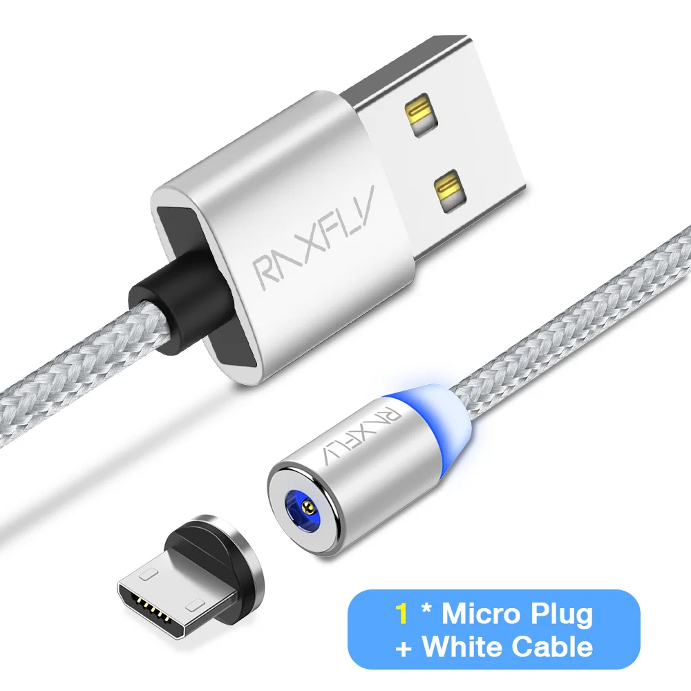 RAXFLY Магнитный зарядный кабель для iPhone XS магнит зарядное устройство Micro USB Lightning Кабель для samsung Магнитный кабель Тип C зарядный провод магнитная зарядка зарядка магнитная провод для зарядки - Цвет: Silver Micro Cable