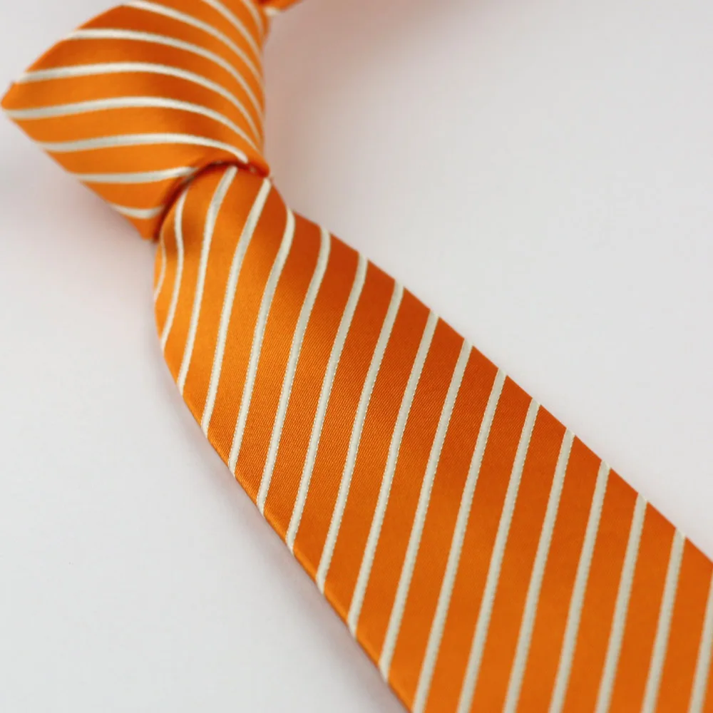Men's Suit ties New Design Orange With White Diagonal Striped NeckTie