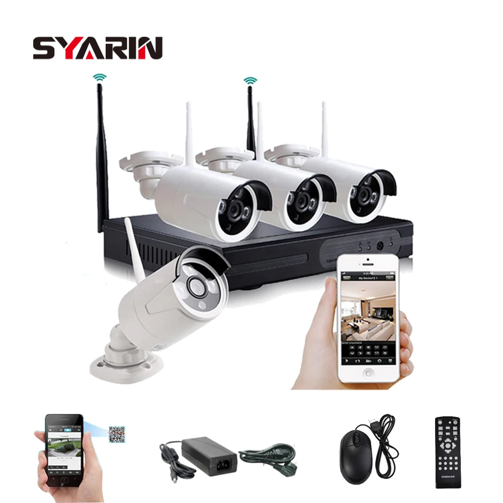 

SYARIN Home Protection Full HD 4CH CCTV System Wireless NVR 4pcs 1080P Waterproof IP WIFI Camera Security Safety Kit 4channel