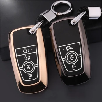 

Luminous Leather Car-Styling Key Cover Case for Ford Fusion Mondeo Mustang Edge Expedition EXplorer 2017 2018 smart key case