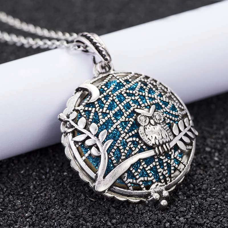 

Aroma Diffuser jewelry Necklace Open Lockets Pendant Perfume Essential oil Locket Necklace Chain length 60cm +1pcs pads HS07