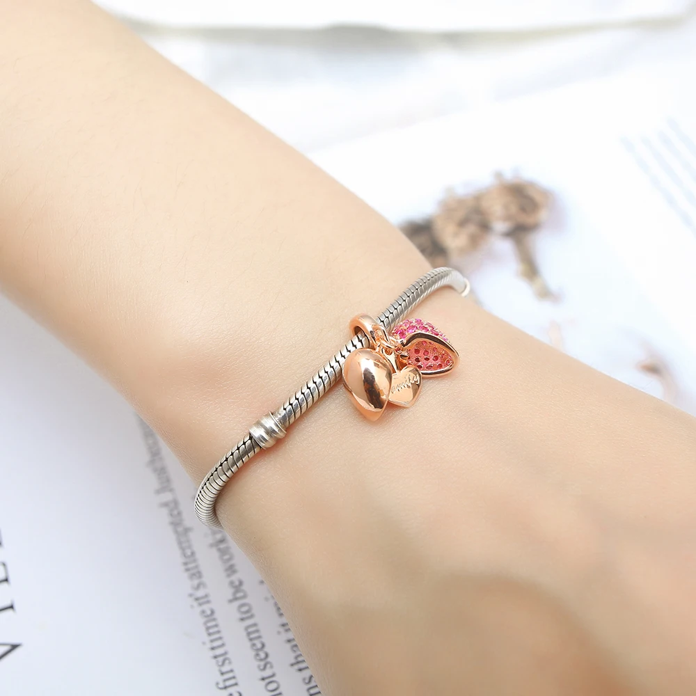 RainMarch Gold Open Heart Pendant Fits Pandora Charms Bracelets Original 925 Silver CZ Crystal Beads Women Jewelry Dropshipping (3)