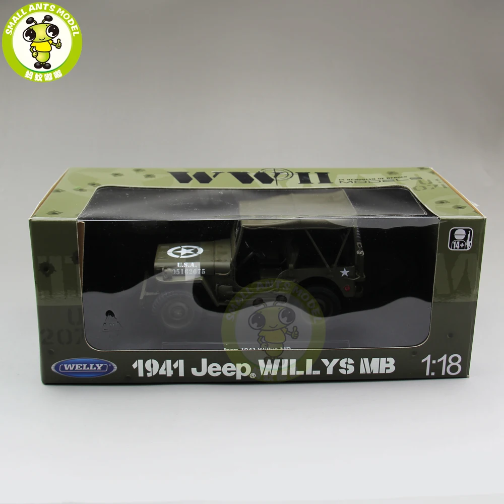 1/18 1941 JEEP WILLYS MB армии США литой автомобиль модель игрушки Welly армейский зеленый