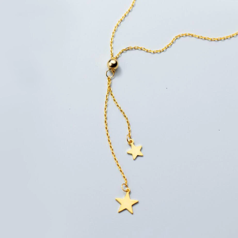 

925 Sterling Silver Women Star Ball Choker Y Necklace Gift A2661