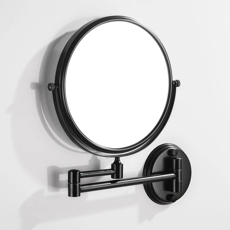 Зеркало для ванной черное косметическое зеркало настенное из нержавеющей стали 8 дюймов круглое складное зеркало для макияжа увеличительное косметическое 2 лица