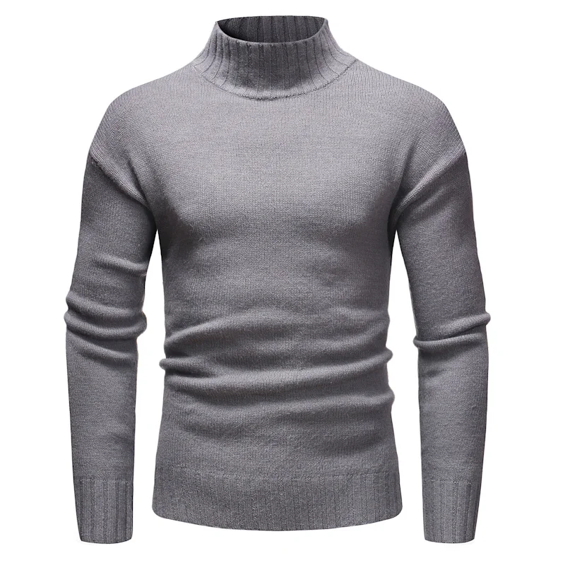 Мужская осенняя и зимняя водолазка вязаный свитер Повседневный эластичный свитер для мужчин сплошной цвет длинный рукав топы Плюс Размер