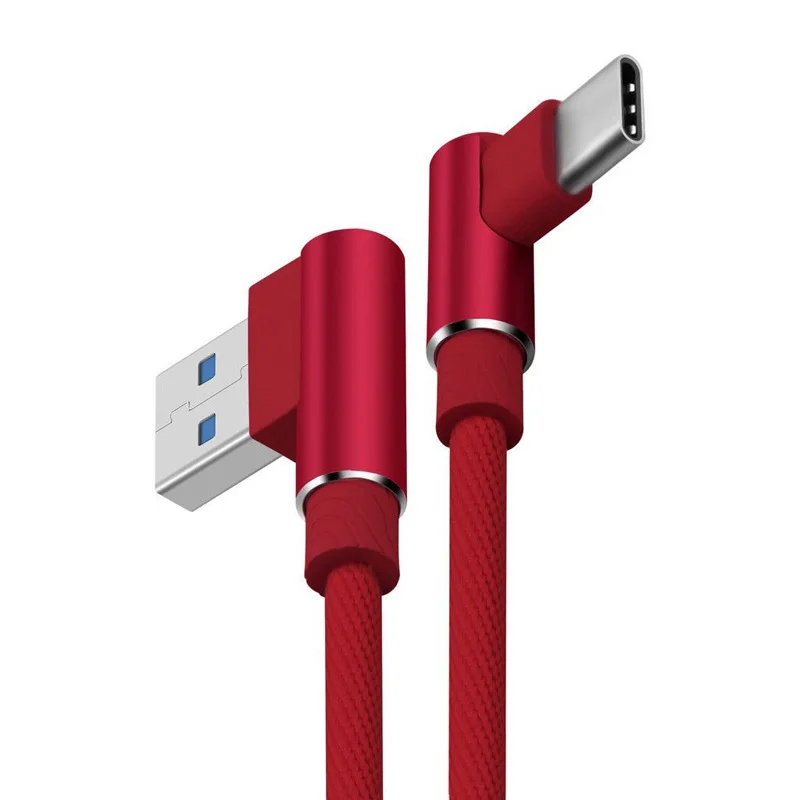 Тип usb C 90 градусов кабель передачи данных для быстрой зарядки для huawei Коврики Honor 10 9 8 V8 V9 P9 P10 плюс кабель синхронизации данных и зарядки - Цвет: Красный