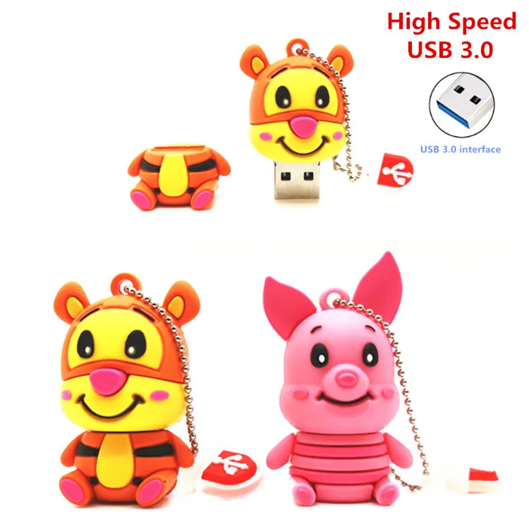 

High Speed USB 3.0 cartoon animal tiger pendrive 4GB 8GB 16GB 32GB 64G USB Thumb Memory Stick Pen Drive Cute pig USB Flash Drive