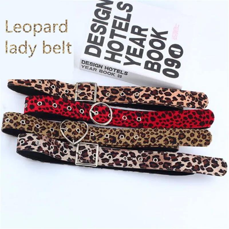 Для женщин Винтаж леопардовым принтом отрегулировать отверстия пояс Леди Туфли с ремешком и пряжкой Cinto Feminino Couro уличная