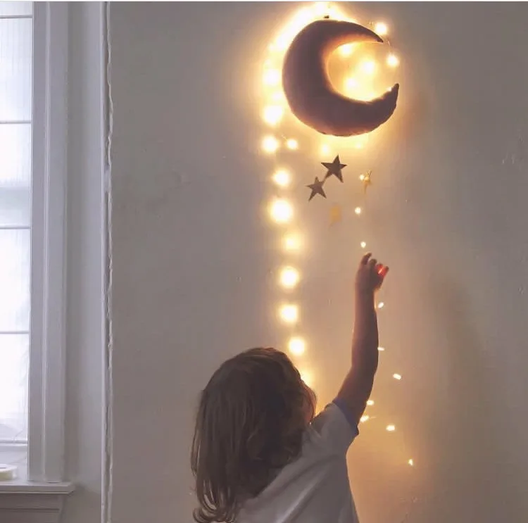 Adorable bebé móvil de algodón luna y estrella tienda de campaña decoración de pared juguetes Estilo nórdico decoración de guardería accesorios de foto niños dormitorio decoración Adorable bebé móvil de algodón luna y estrella tienda de campaña decoración de pared juguetes Estilo nórdico decoración de guardería accesorios de foto niños dormitorio decoración