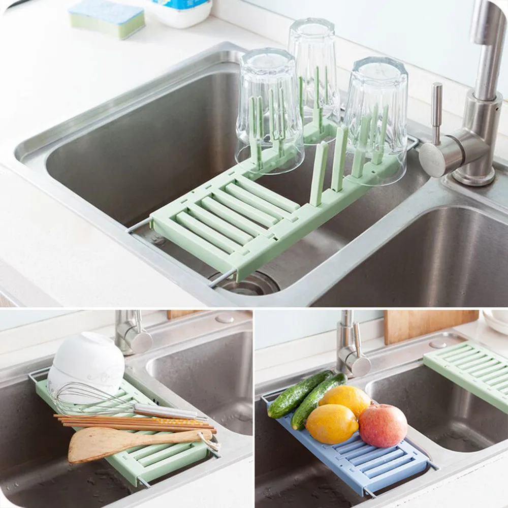 

Retractable Sink Drain Rack Kitchen Drain Cup Holder Rack Dish Tray Vegetable High Quality Housekeeping Container Organizers
