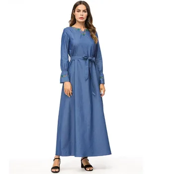 

Abaya Turkish Islamic Clothing 2019 Turkey Islam Arabic Muslim Denim Dress Kaftan Abayas For Women Qatar UAE Robe Dubai CM1211