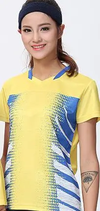 Женская Мужская одежда для настольного тенниса рубашка для бадминтона рубашка для настольного тенниса Спортивная одежда для бадминтона теннисная тренировочная кофта для бадминтона WQ56 - Цвет: women yellow shirt