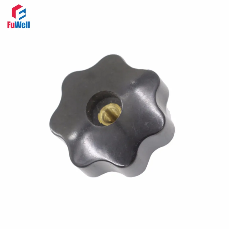 15 Pieces Star Shaped 6mm M6 Thread Screw On Clamping Knob Black