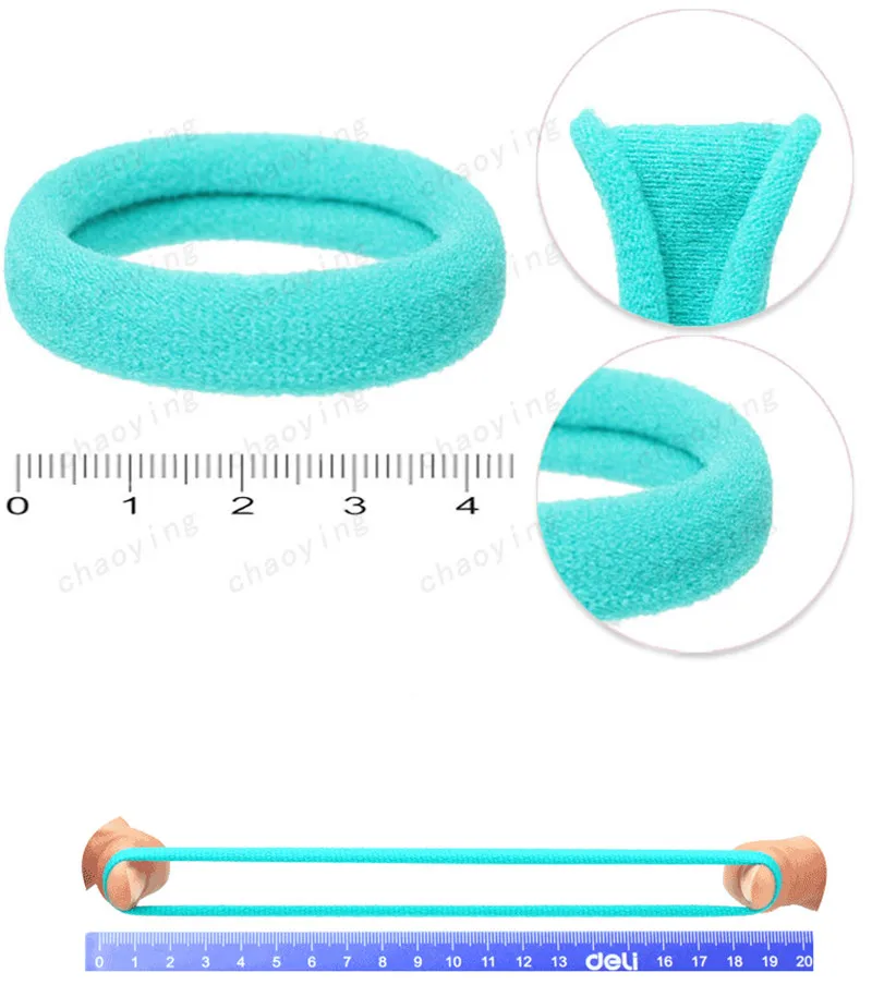 30Pcs Women Girls High Elasticity 4cm Medium Thick Rolled Towel Hair Rope Candy Solid Color Rubber Band Ring Ponytail Holder