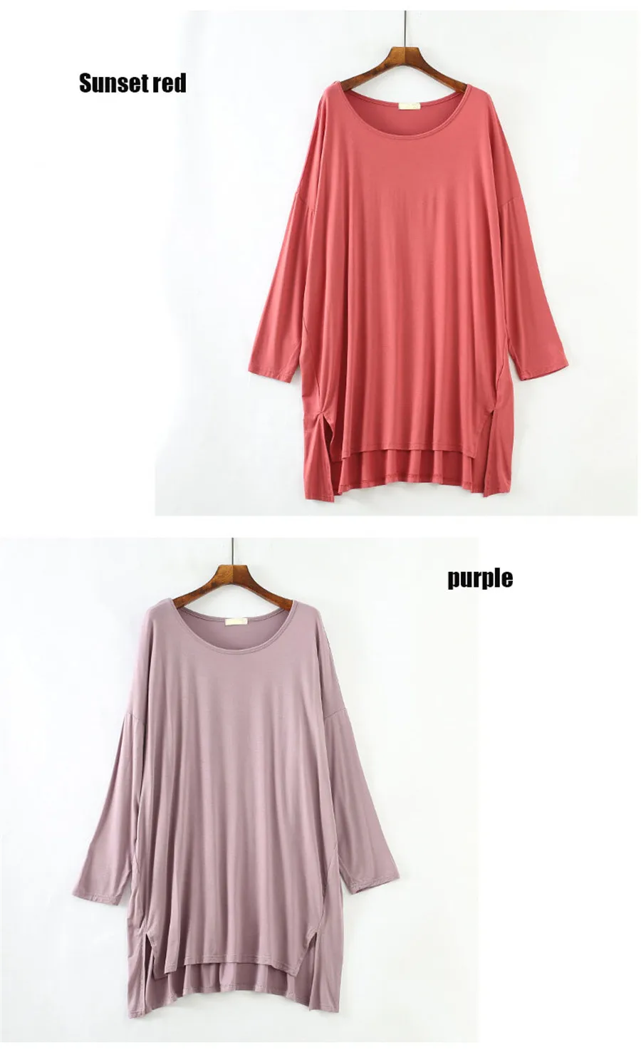 Women Causal Sleepwear loose autumn new Women's solid color Pijamas Ladies modal Nightgown plus size five colors Nightdress