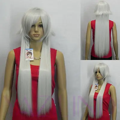 Popular Heat Resistant wigs Grey Silver White Long Straight Fibre Hair Cosplay Synthetic Wig ladies Peluca perruque parrucca |