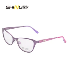 Бренд SHINU оправа для очков в стиле кошачьи глаза, металлическая оправа из нержавеющей стали, женские деловые оправы для очков, оптические очки с коробкой SH401
