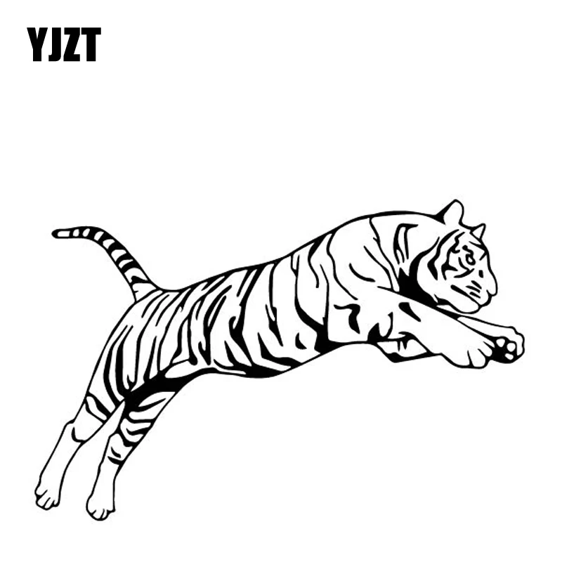 YJZT 17.4CM*11.5CM Tiger Predation Body Of Car Sticker Accessories Vinyl Decal Black/Silver C4-1143 | Автомобили и мотоциклы