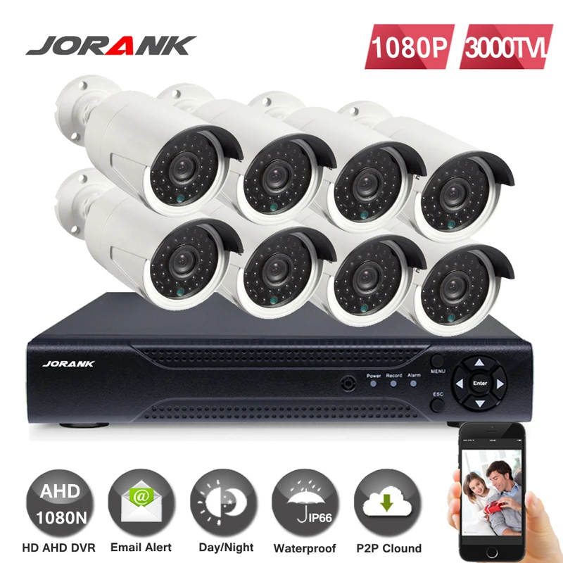 JORANK домашняя 8CH CCTV система безопасности 8 канальный HDMI 1080 P AHD DVR HD 2.0MP Внешняя
