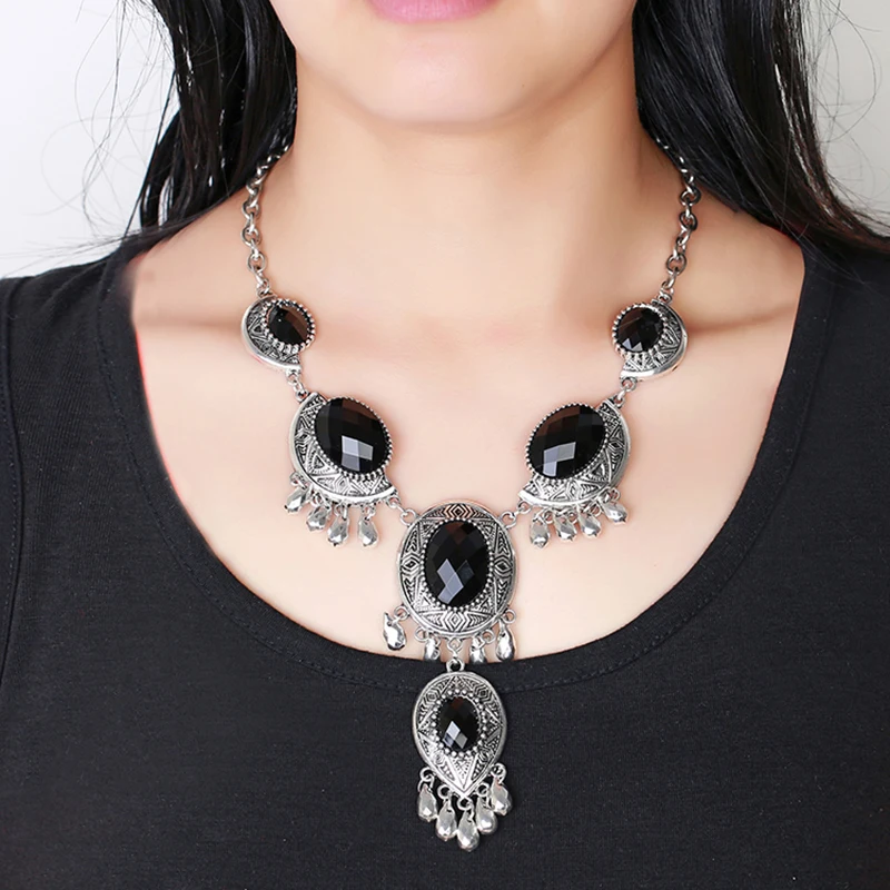 

New Bohemian Euro Necklaces Vintage Neck Collier Antic Gold Coin Multi Layer Necklace for Women Punk Style Black bead Boho neck