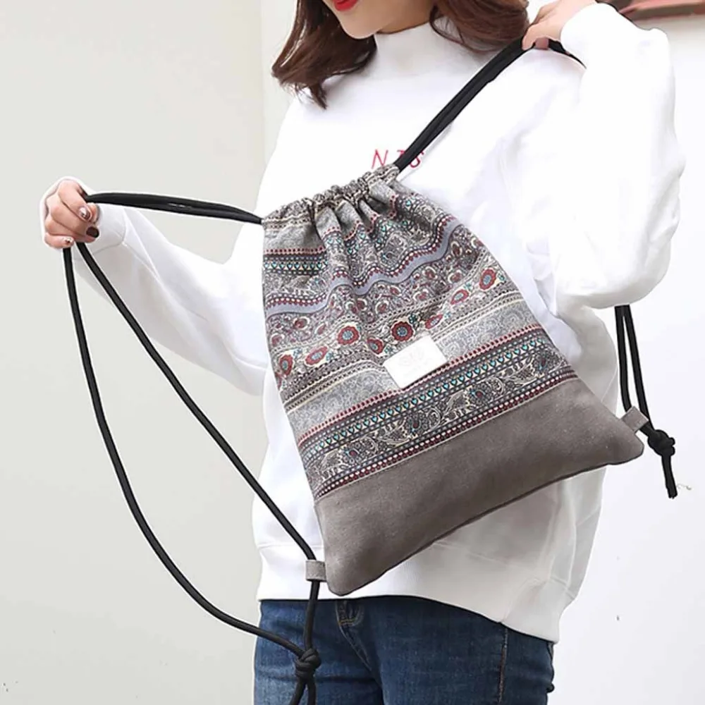 2019 новый шнурок Фитнес сумка Для женщин спортивная сумка фолк-Пользовательские букет карман пляжные сумки f10